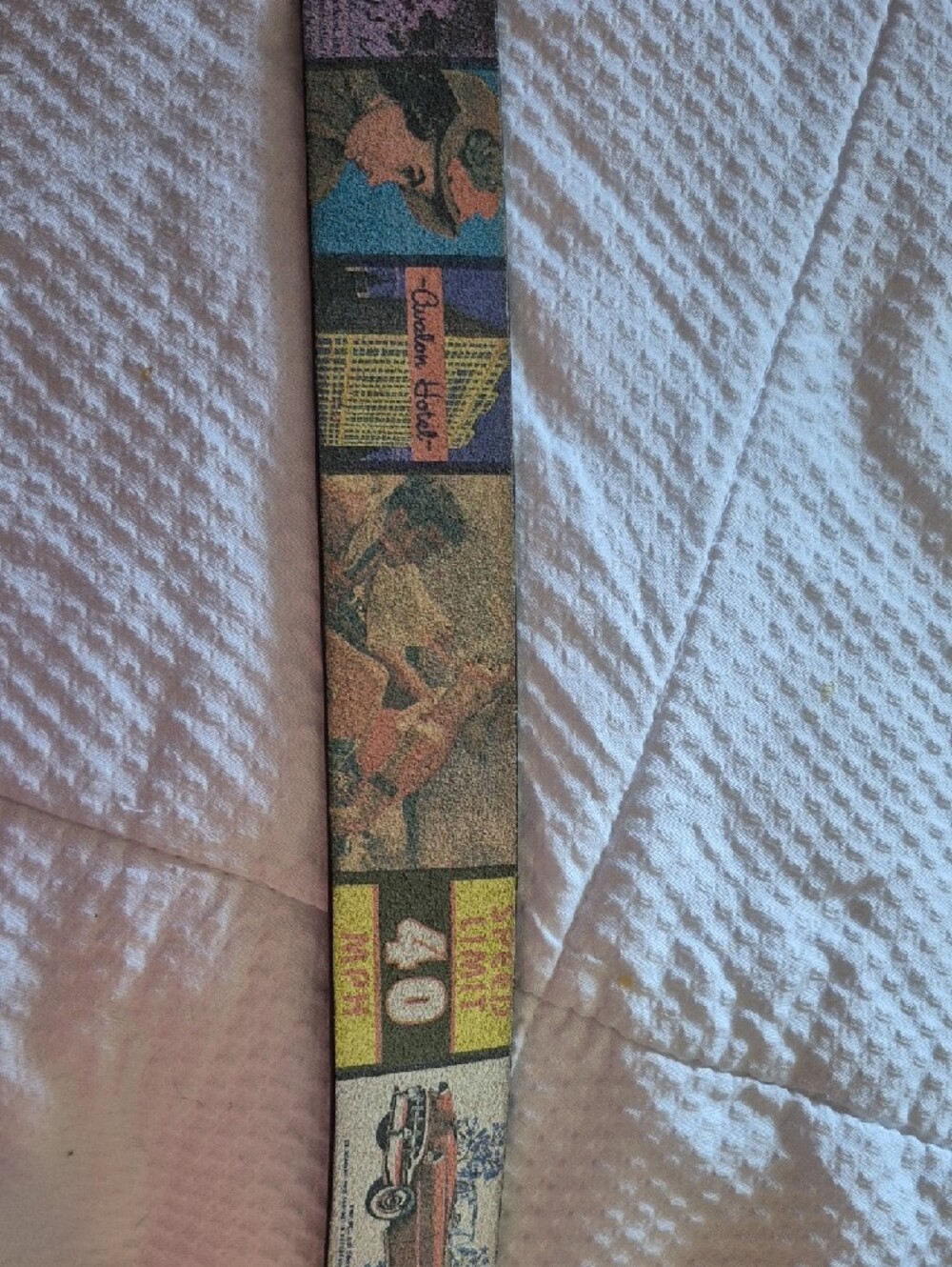 Vintage Graphic Yellow Print Leather Belt - Unbranded - Picture 4 of 7